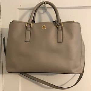 Gray Tory Burch Robinson Tote with dust bag